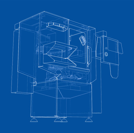 Metalworking CNC milling machine. Vectorのイラスト素材