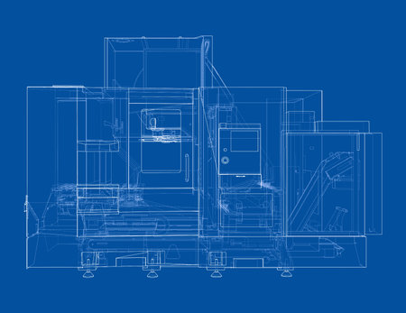 Metalworking CNC milling machine. Vectorのイラスト素材