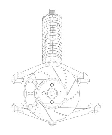 Car suspension with shock absorberのイラスト素材