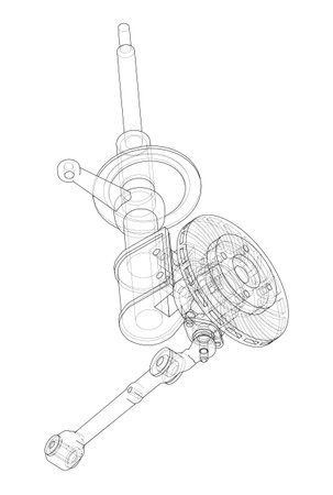 Car suspension with shock absorberのイラスト素材
