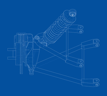 Car suspension with shock absorberのイラスト素材