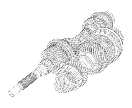 Gearbox sketch. Vectorのイラスト素材