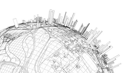 3d city sphere. Vector rendering of 3dのイラスト素材
