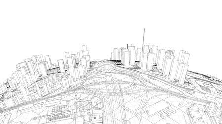 3d city sphere. Vector rendering of 3dのイラスト素材