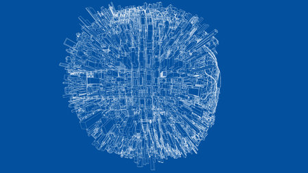 3d city sphere. Vector rendering of 3d