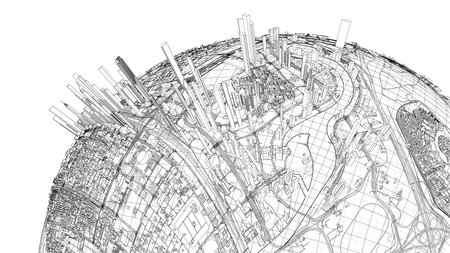 3d city sphere. Vector rendering of 3dの写真素材