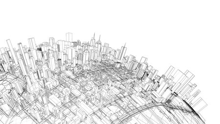 3d city sphere. Vector rendering of 3dの写真素材
