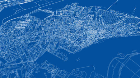 Outline city concept vector. Wire-frame styleの写真素材
