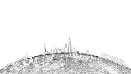 3d city sphere. Vector rendering of 3dのイラスト素材
