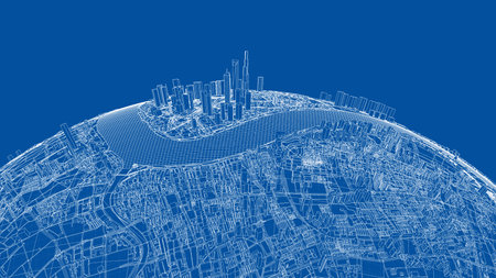 3d city sphere. Vector rendering of 3dのイラスト素材