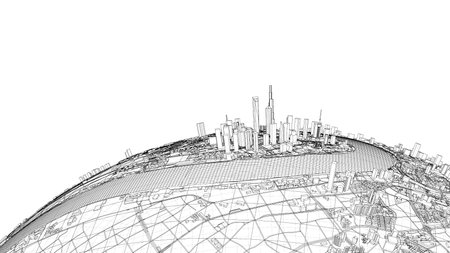 3d city sphere. Vector rendering of 3dのイラスト素材