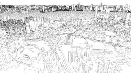 Outline city concept vector. Wire-frame styleの写真素材