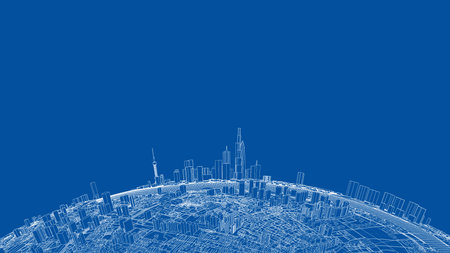 3d city sphere. Vector rendering of 3dのイラスト素材
