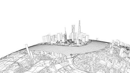 3d city sphere. Vector rendering of 3dのイラスト素材