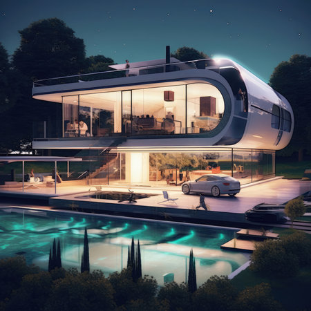 The exterior of the house of the futureの素材