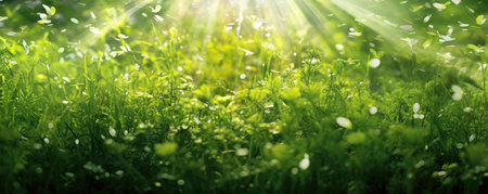 Grass in the forest, sunny bright dayの素材