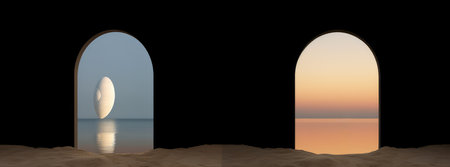 Futuristic background of abstract architecture and waterの素材