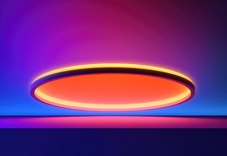 Beautiful background with ultraviolet light and space for your productの素材