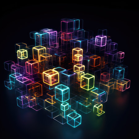 Bright cubes on a dark backgroundの素材