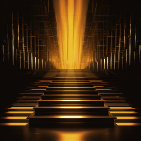 Gold background with stairsの素材