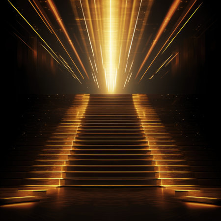 Gold background with stairsの素材