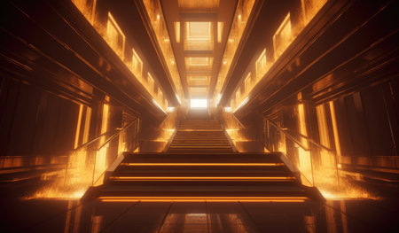 Gold background with stairsの素材