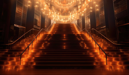 Gold background with stairsの素材