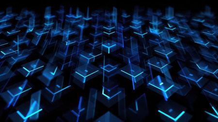 Abstract dark blue background with luminous elementsの素材