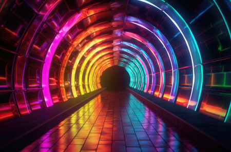 A tunnel of luminous lines aroundの素材