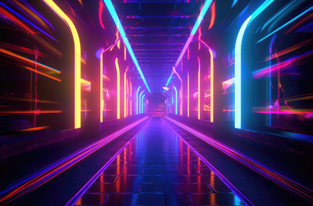 A tunnel of luminous lines aroundの素材
