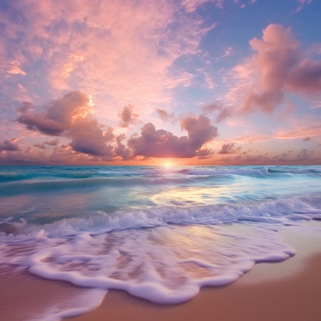 The beach of the sea and a beautiful sunsetの素材