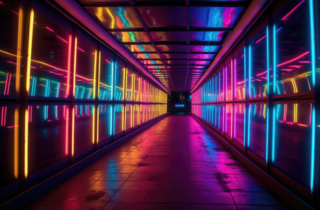 A tunnel of luminous lines aroundの素材