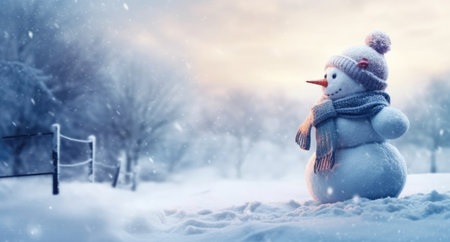 Little snowman in the snowの素材