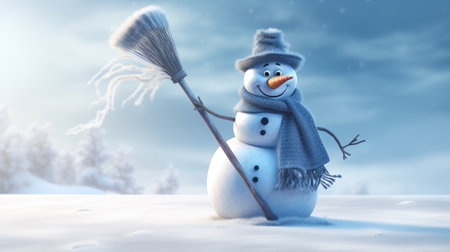 Little snowman in the snowの素材