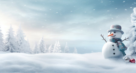 Little snowman in the snowの素材