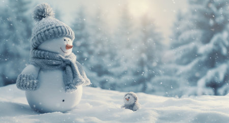 Little snowman in the snowの素材