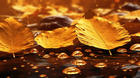 Autumn yellow leaves on the groundの素材