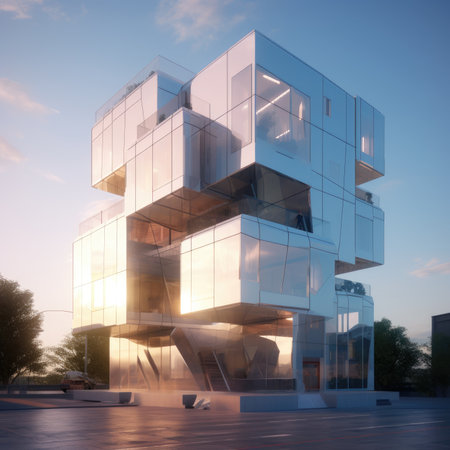 The exterior of the building of the future. Glass facadeの素材