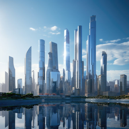 A group of skyscrapers of the futureの素材