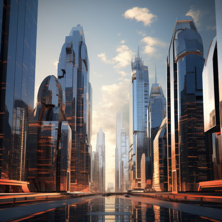 A group of skyscrapers of the futureの素材