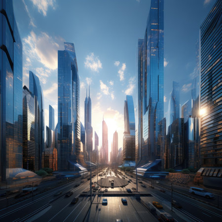 A group of skyscrapers of the futureの素材