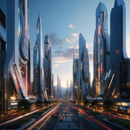 A group of skyscrapers of the futureの素材