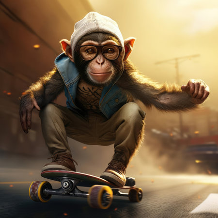 Monkey rides a skateboardの素材