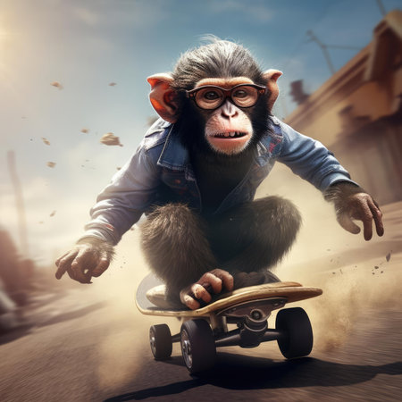 Monkey rides a skateboardの素材