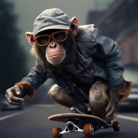 Monkey rides a skateboardの素材