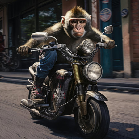 Monkey riding a motorcycleの素材
