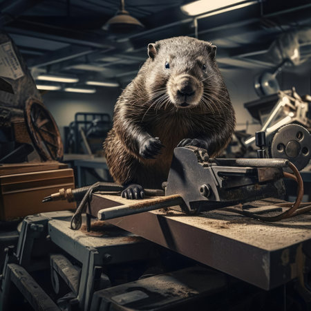 Beaver works as a craftsman in a furniture workshopの素材