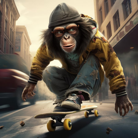 Monkey rides a skateboardの素材