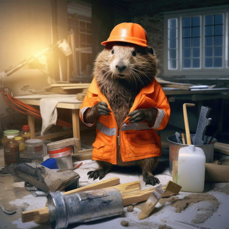 Beaver works as a craftsman in a furniture workshopの素材