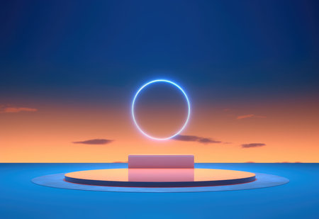 Beautiful background with ultraviolet light and space for your productの素材